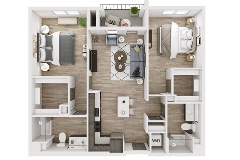 the 1190 sqft floor plan with bedroom and living room